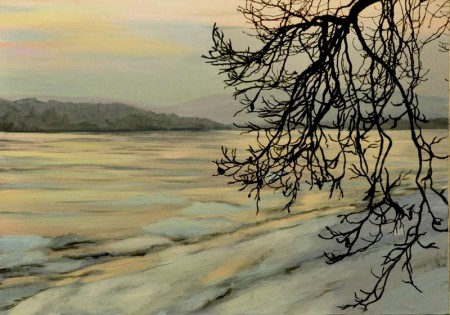 Téli alkony Verőcén 35x50 cm